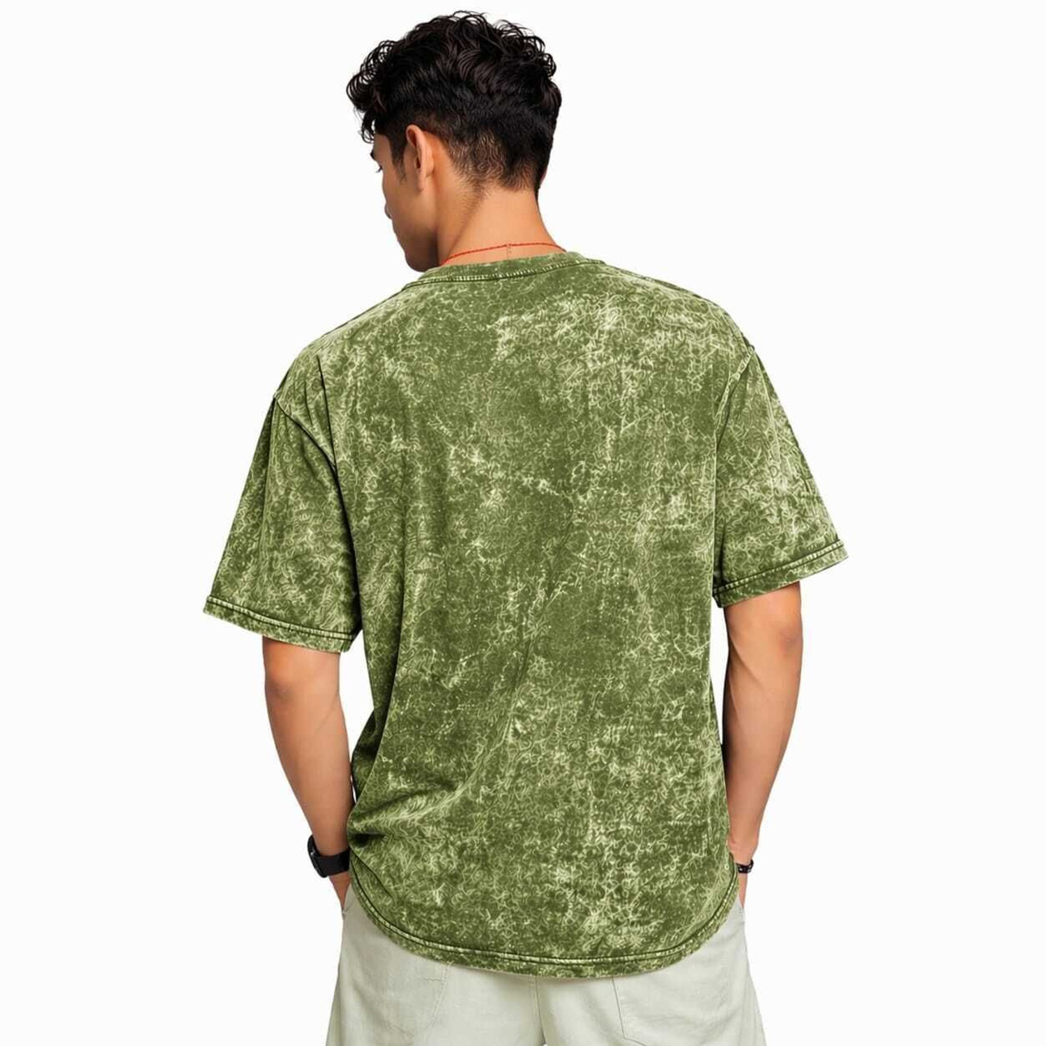 Image of Funk Orbit Washed Men Round Neck Green T-Shirt
