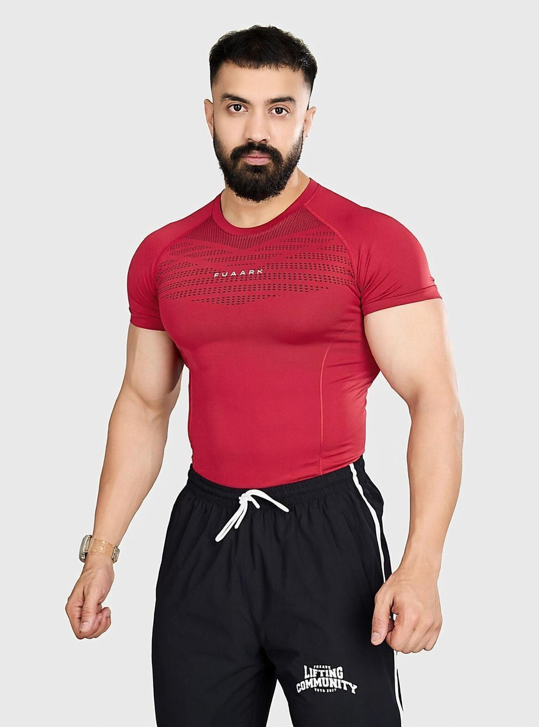 Image of FuaarK Solid Men Round Neck Red T-Shirt