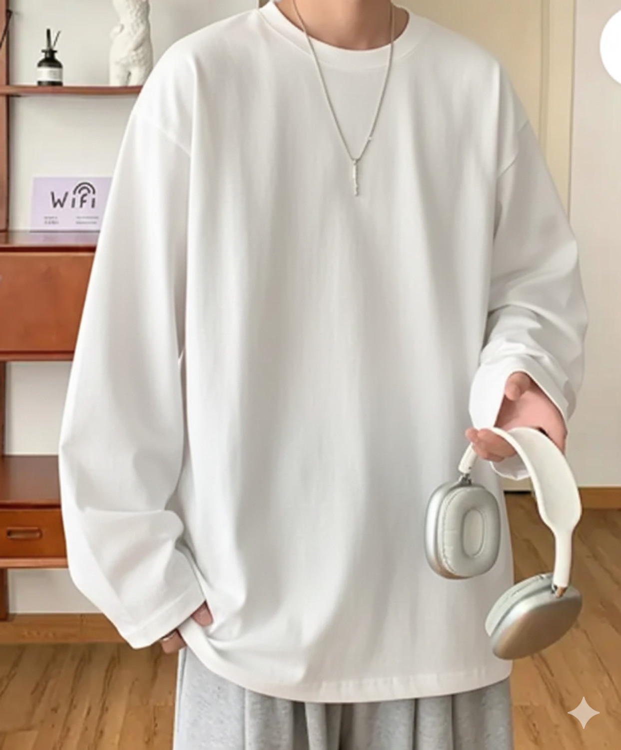 Image of Asta Moda Solid Men Round Neck White T-Shirt
