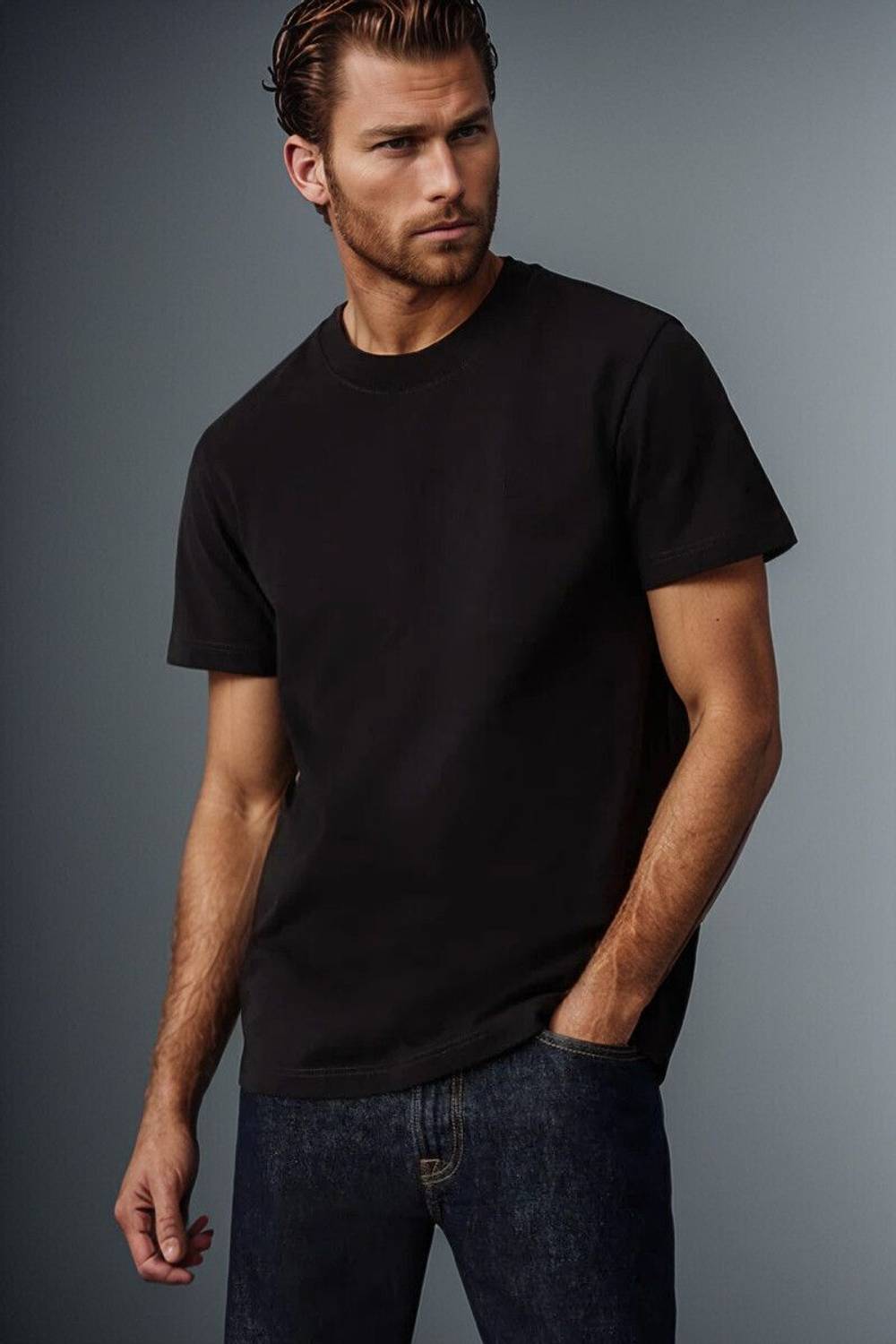 BlueFicus Solid Men Round Neck Black T-Shirt