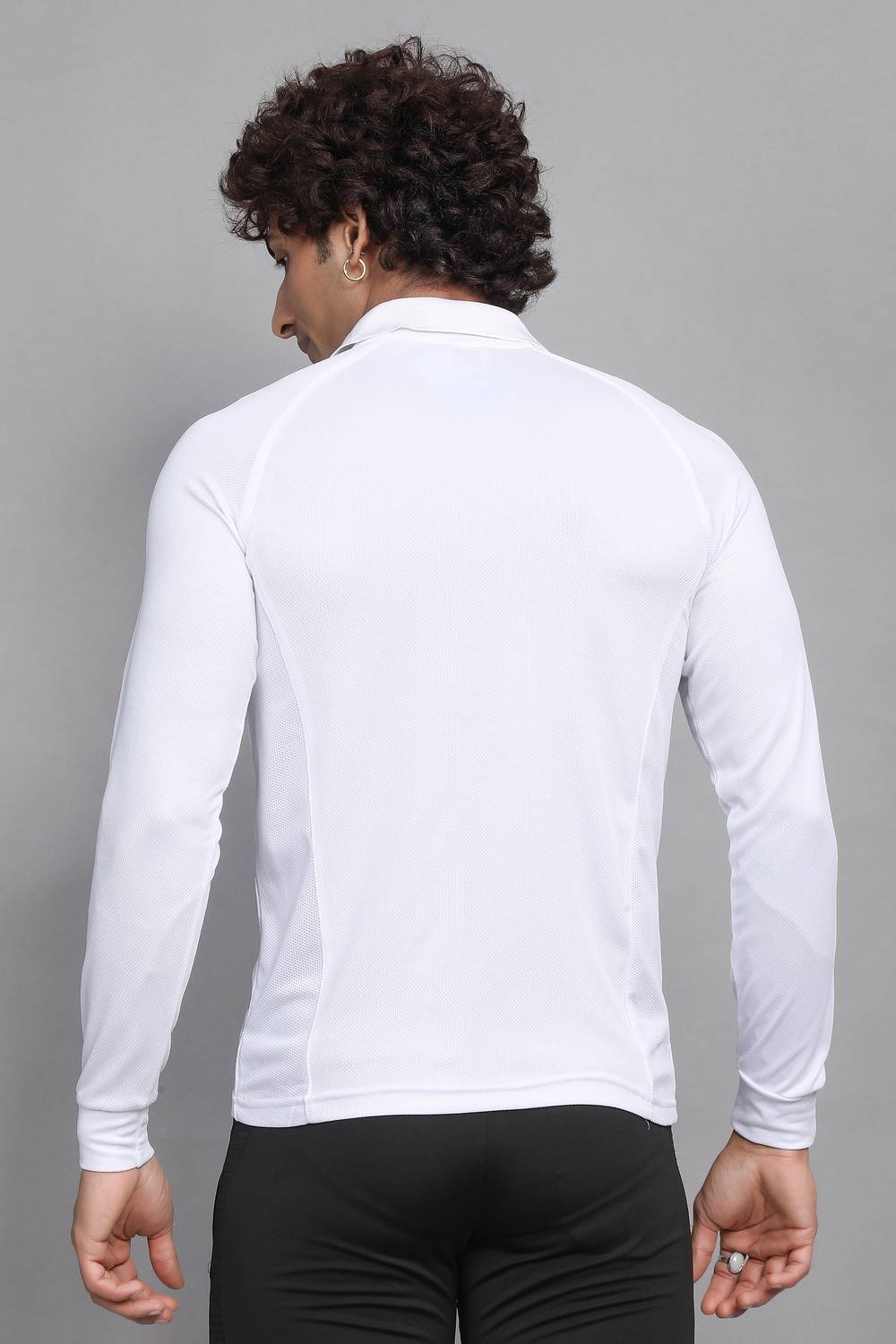 Sport Sun Solid Men Polo Neck White T-Shirt - Image 4