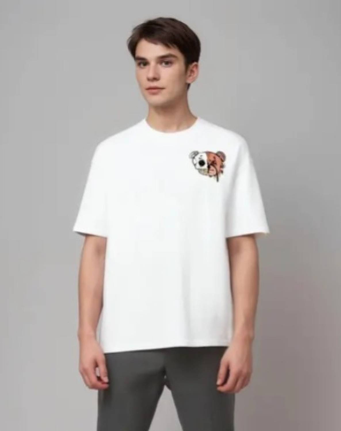 PVS TREND Men White Round Neck T-Shirt - Image 2