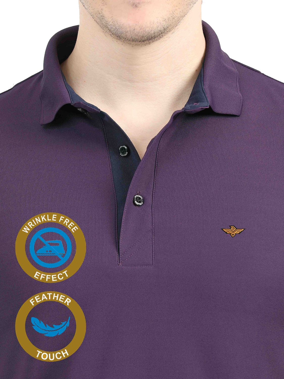 Image of Stellers Solid Men Polo Neck Purple T-Shirt