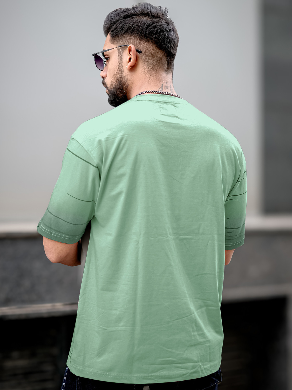 Image of MANIAC Printed Men Round Neck Green T-Shirt