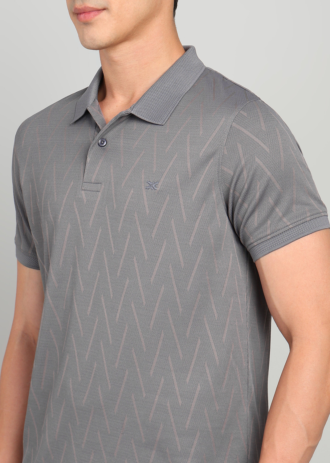 Image of KILLER Printed Men Polo Neck Grey T-Shirt