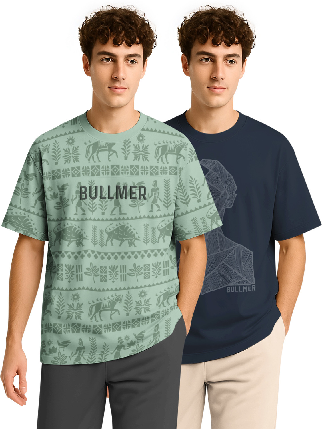 Image of Bullmer Graphic Print Men Round Neck Multicolor T-Shirt