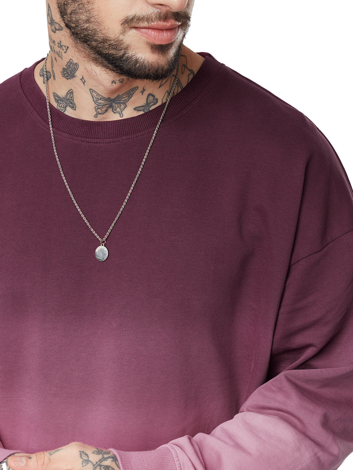 Image of The Souled Store Tie & Dye Men Round Neck Maroon T-Shirt