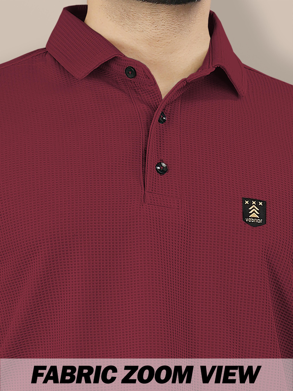 Image of VeBNoR Self Design Men Polo Neck Maroon T-Shirt