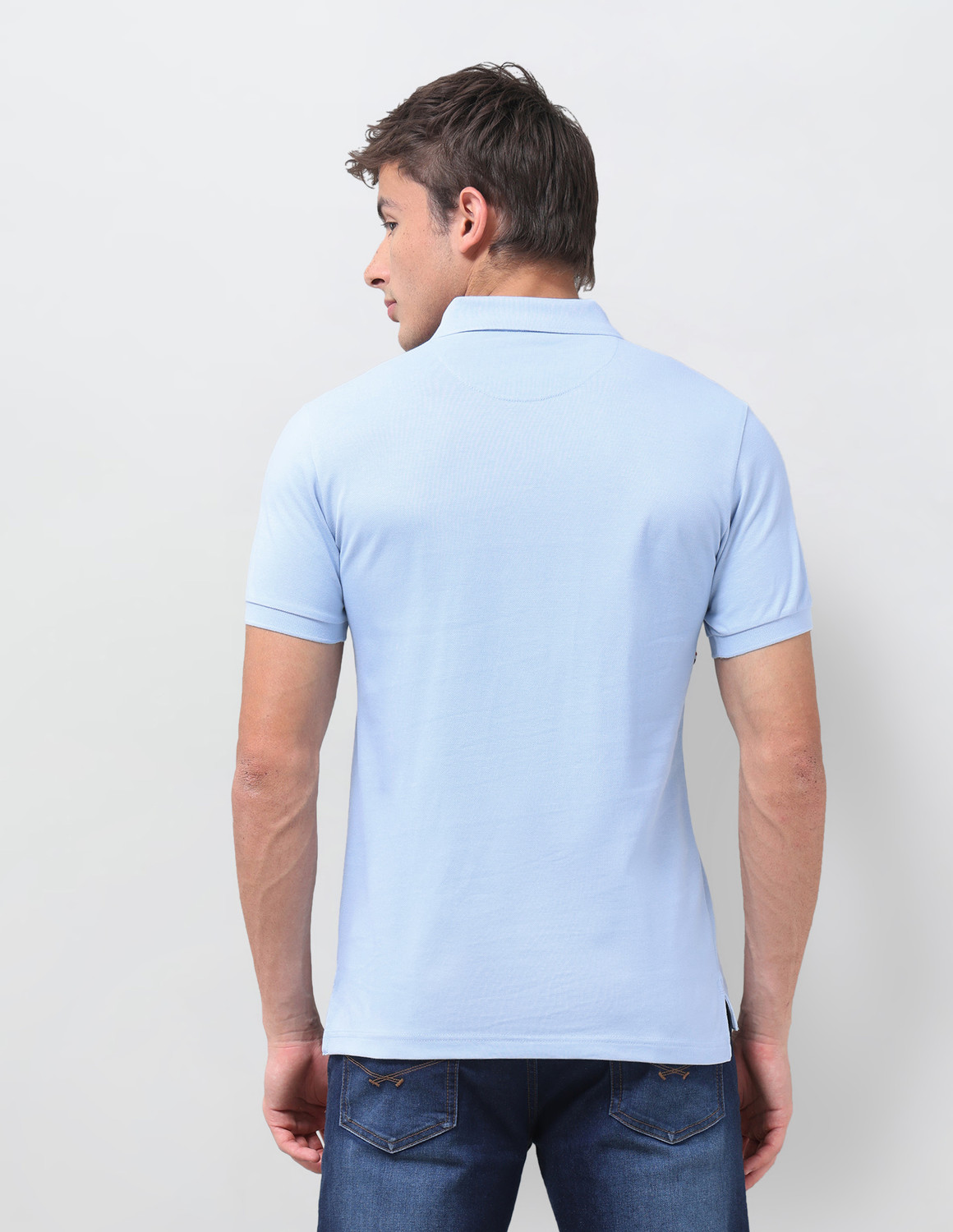 Image of U.S. POLO ASSN. Graphic Print Men Polo Neck Blue T-Shirt