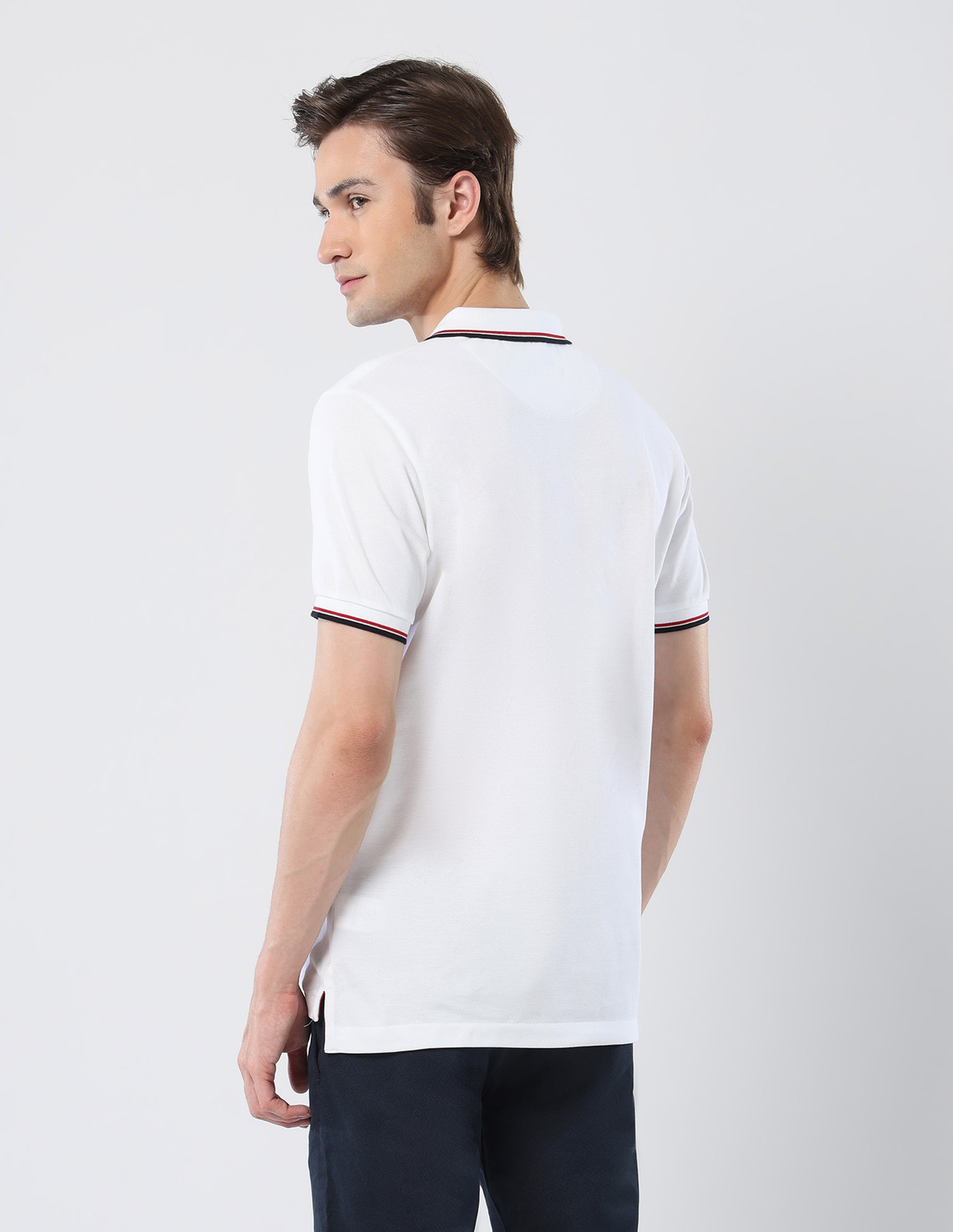 Image of U.S. POLO ASSN. Graphic Print Men Polo Neck White T-Shirt