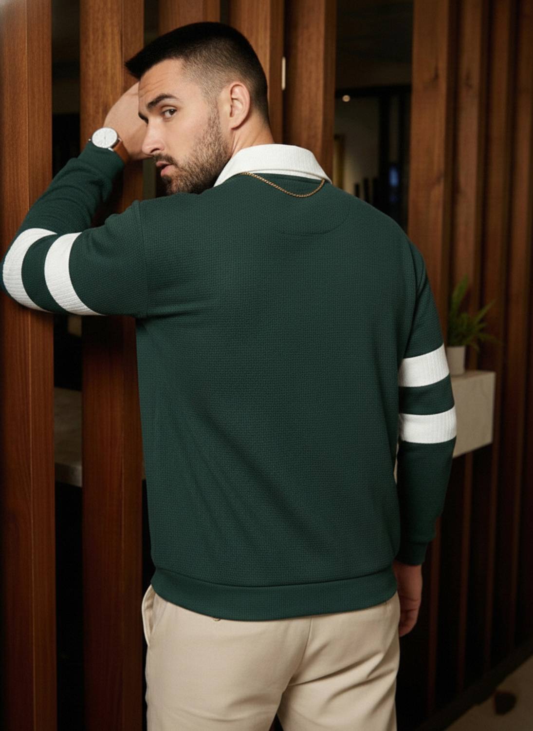 METRONAUT Men Polo Neck Green T-Shirt - Image 2