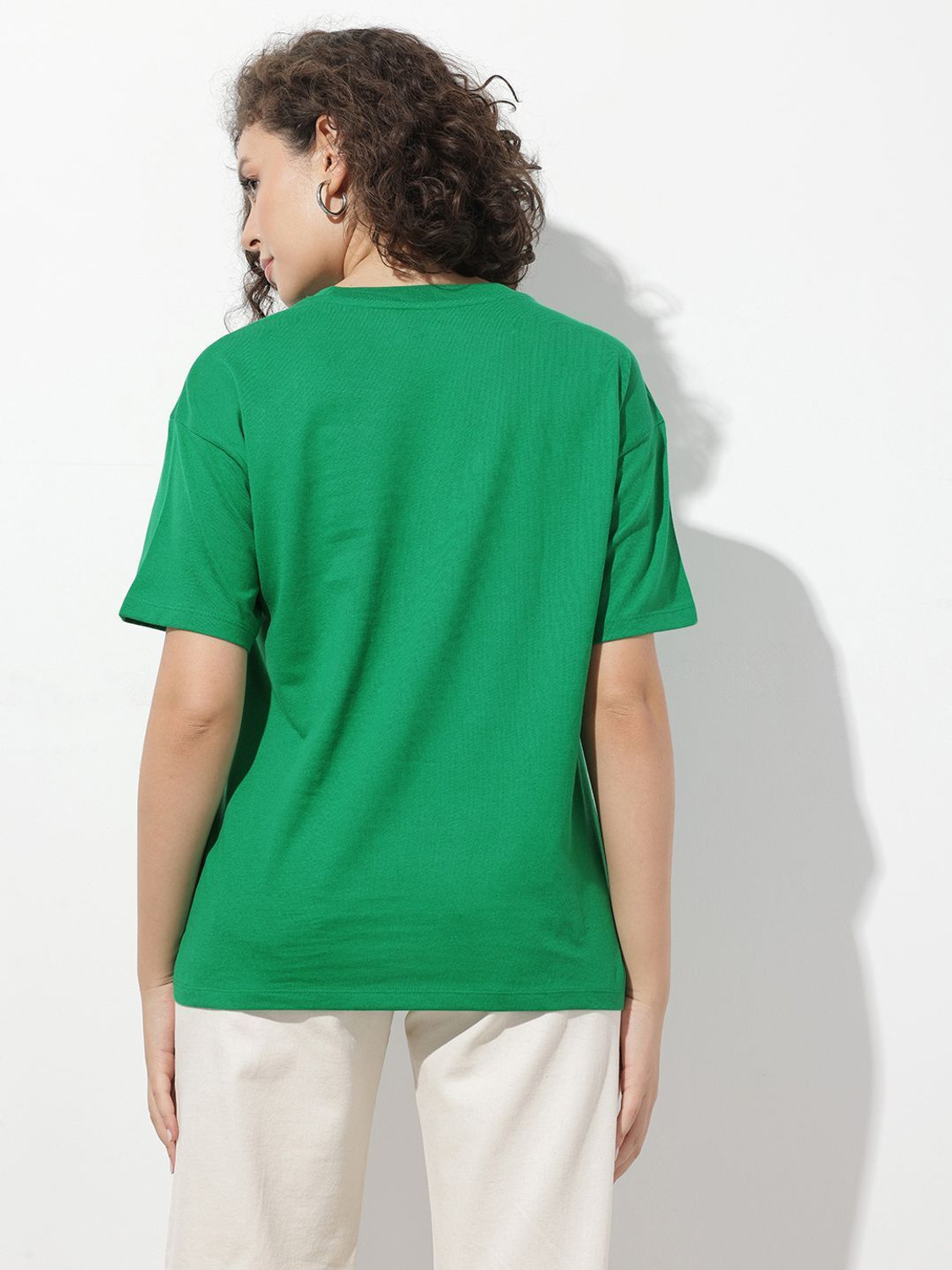 Image of Roadster Printed Women Round Neck Green T-Shirt