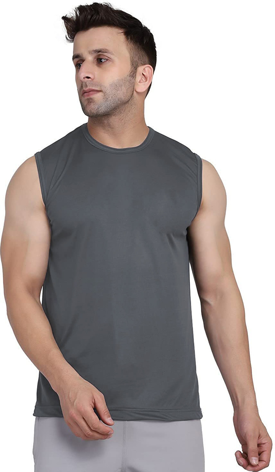 Image of UDI n ADI Solid Men Round Neck Maroon, Grey, Black T-Shirt