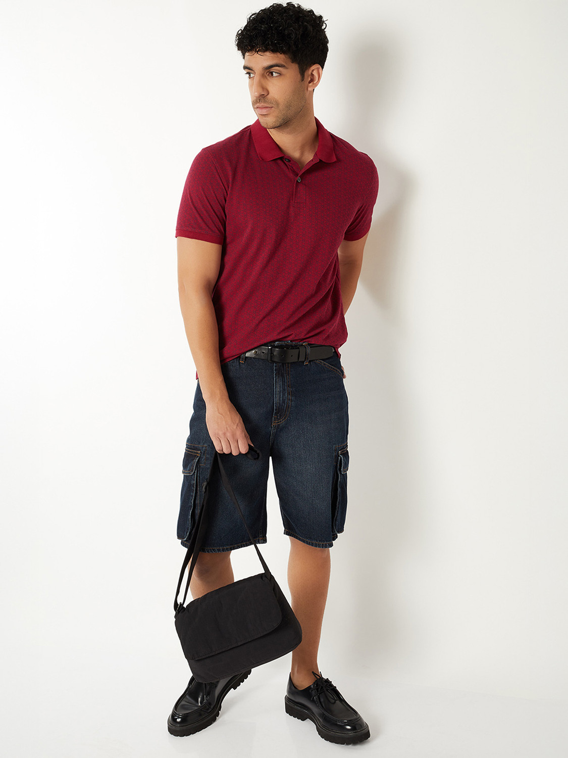 Image of MAX Printed Men Polo Neck Red T-Shirt