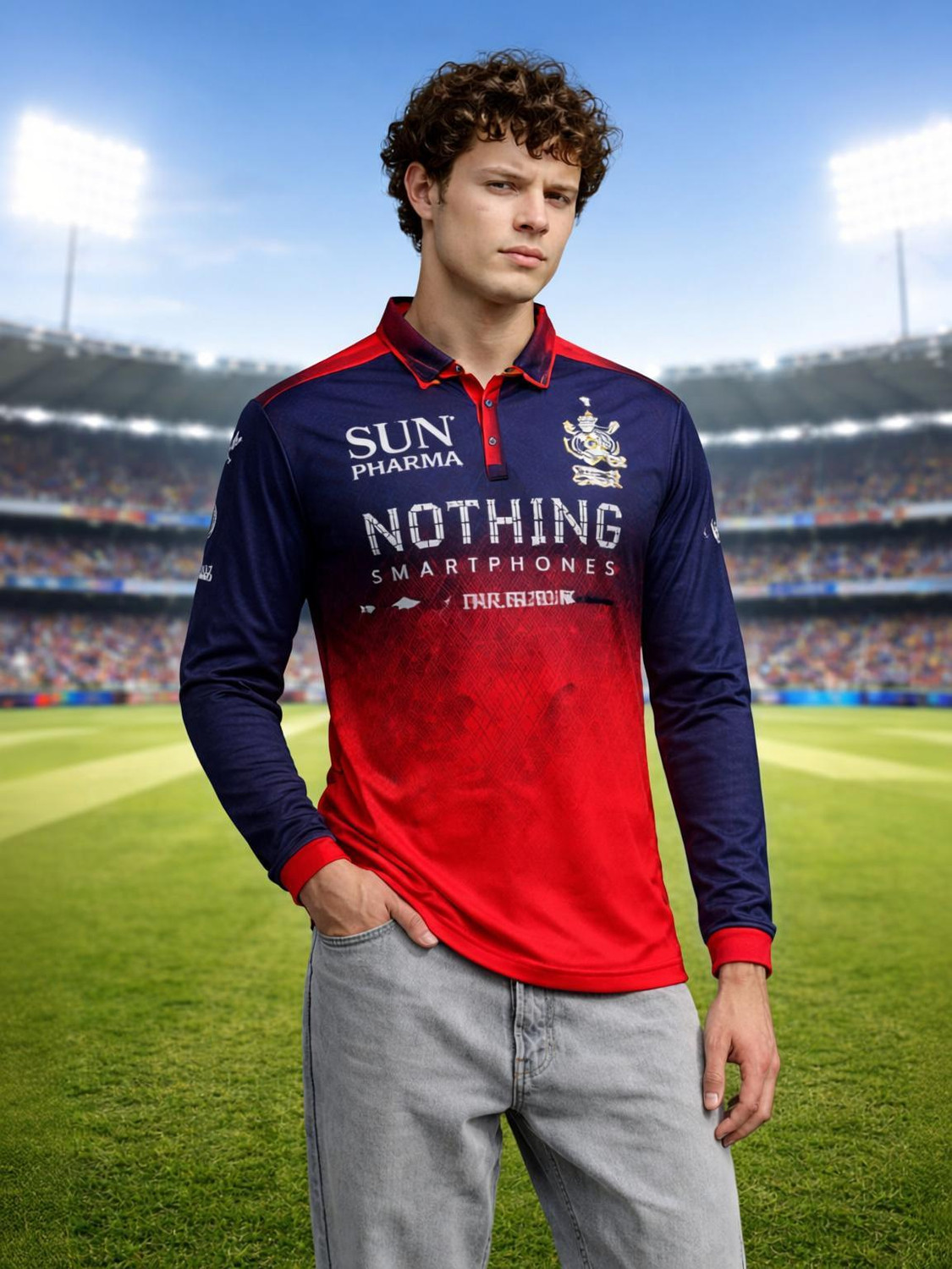 Image of DIAMOND CLUSTER Graphic Print Men Polo Neck Red T-Shirt