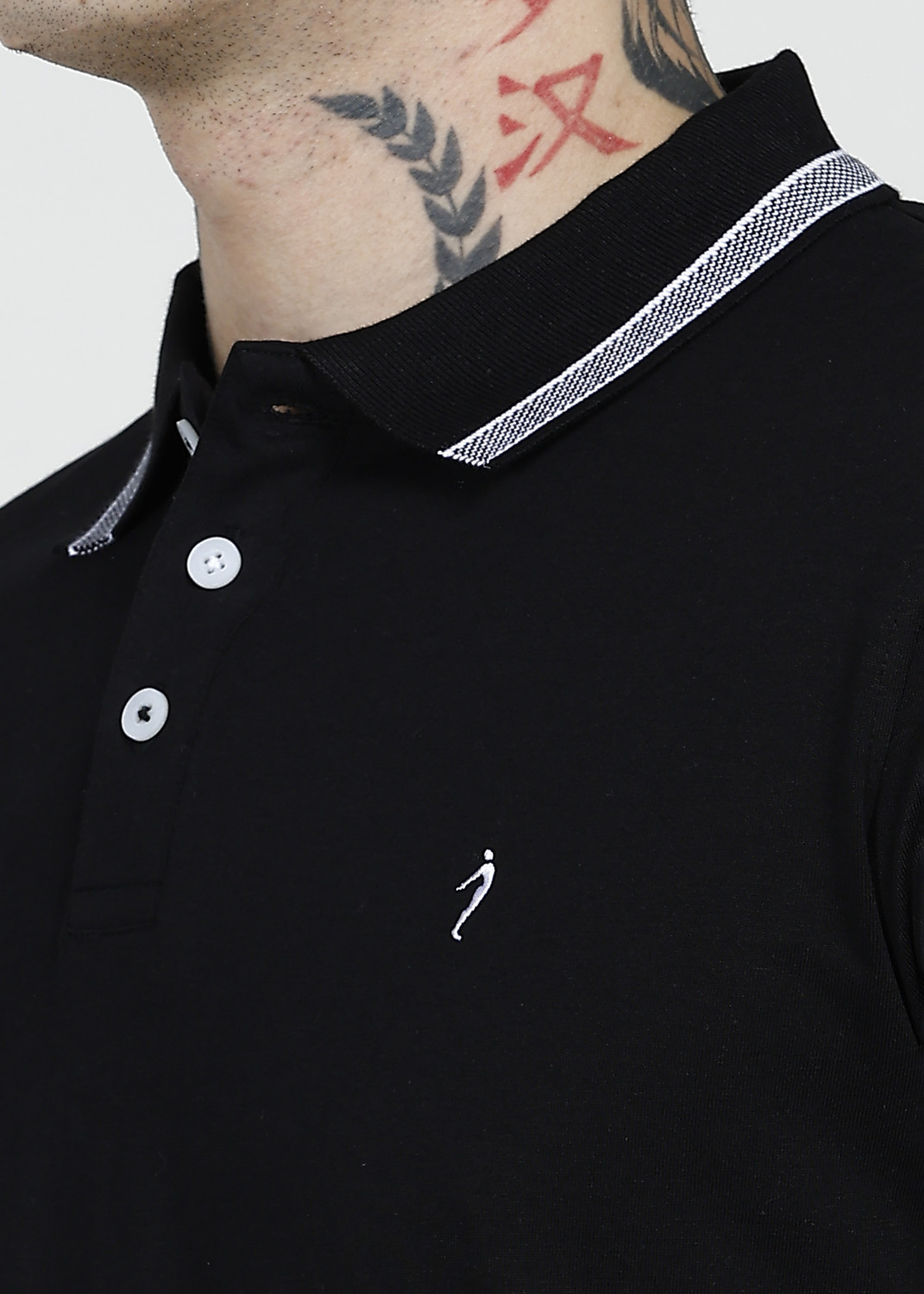 Image of INDIAN TERRAIN Printed Men Polo Neck Black T-Shirt