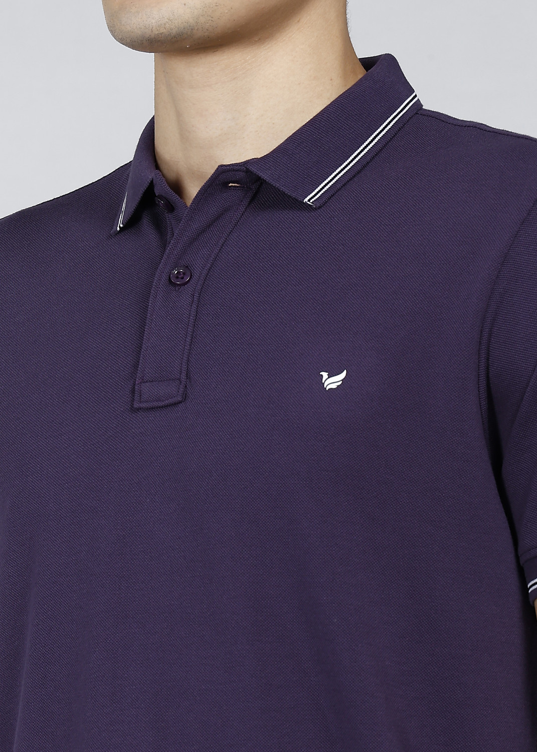 Image of Blackberrys Solid Men Polo Neck Purple T-Shirt