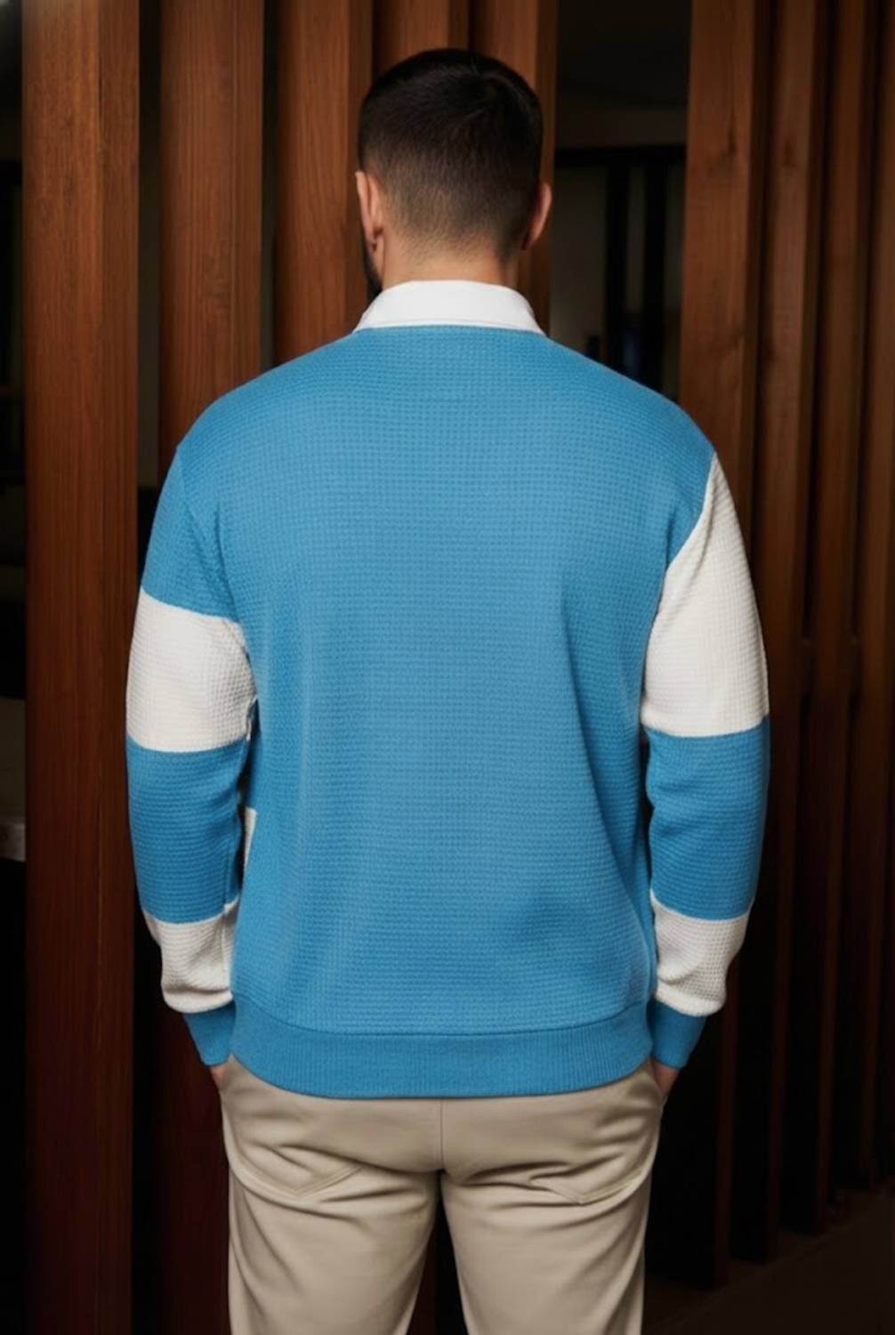 Try Men Light Blue Polo Neck T-Shirt - Image 3