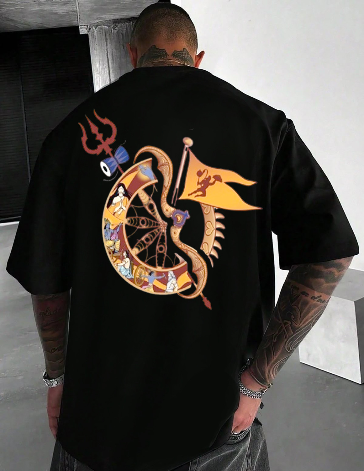 Image of PARA HILLS Graphic Print Men Round Neck Black T-Shirt