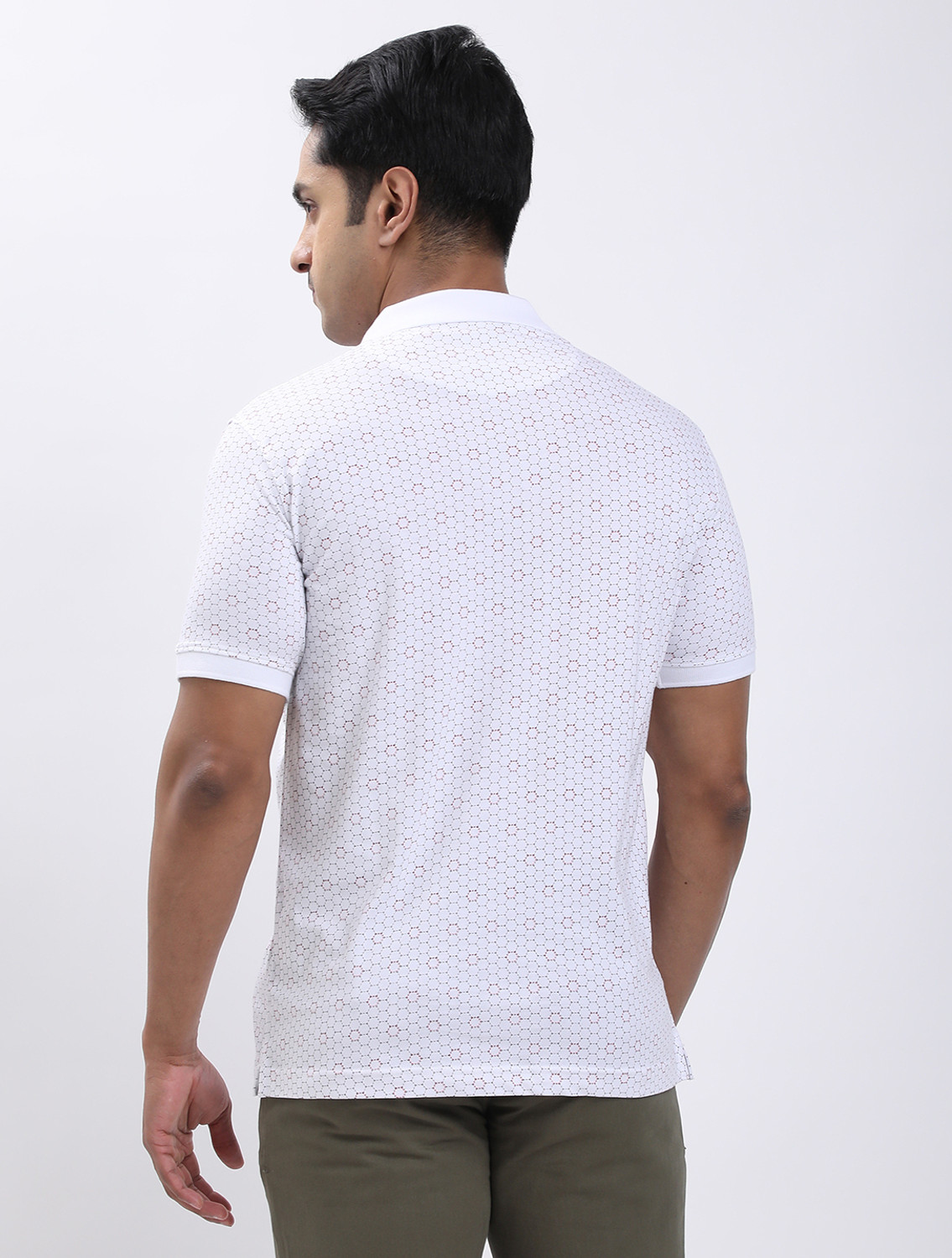 Image of INDIAN TERRAIN Printed Men Polo Neck White T-Shirt
