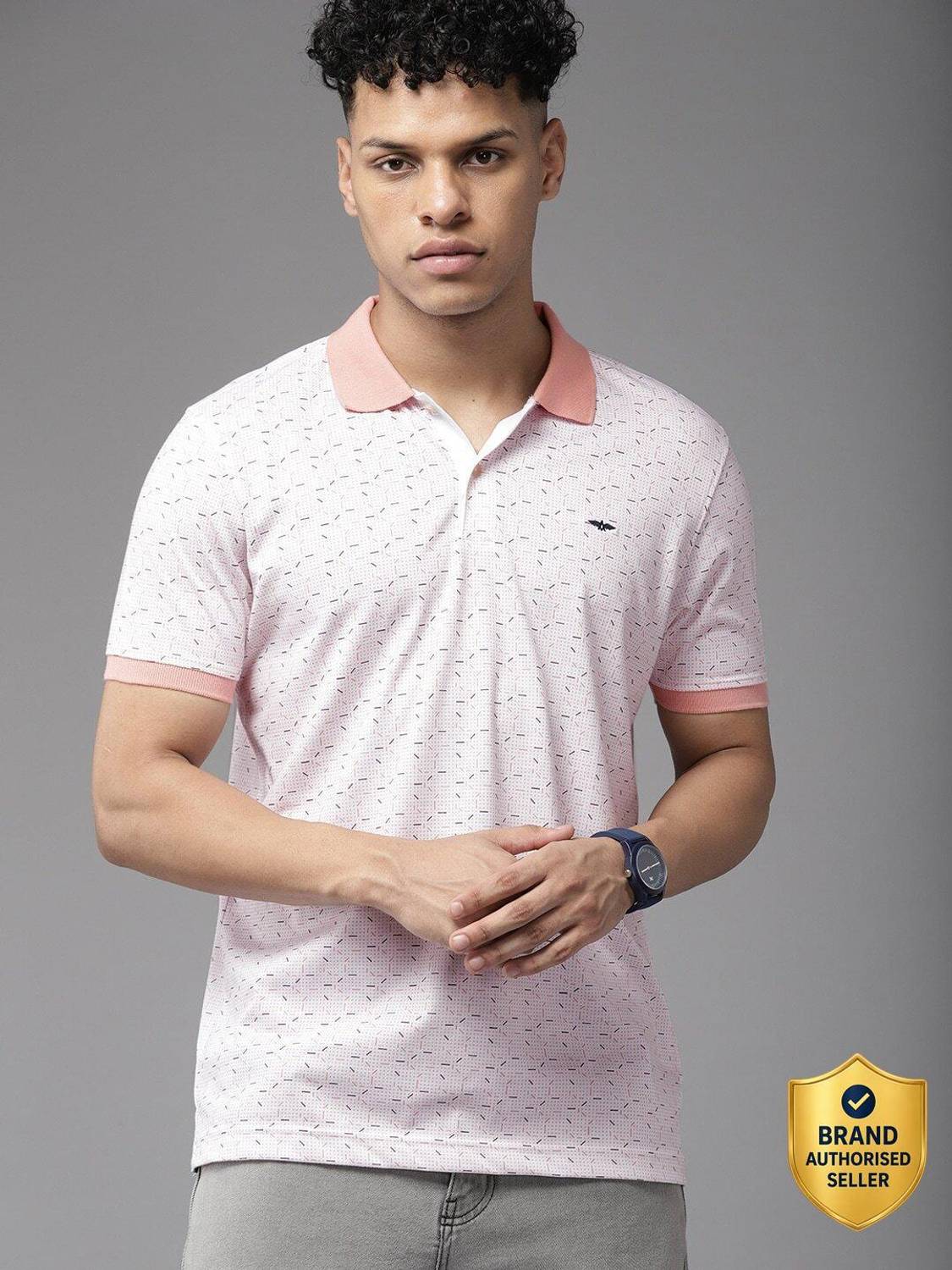 PARK AVENUE Men Red Polo Neck T-Shirt - Image 1