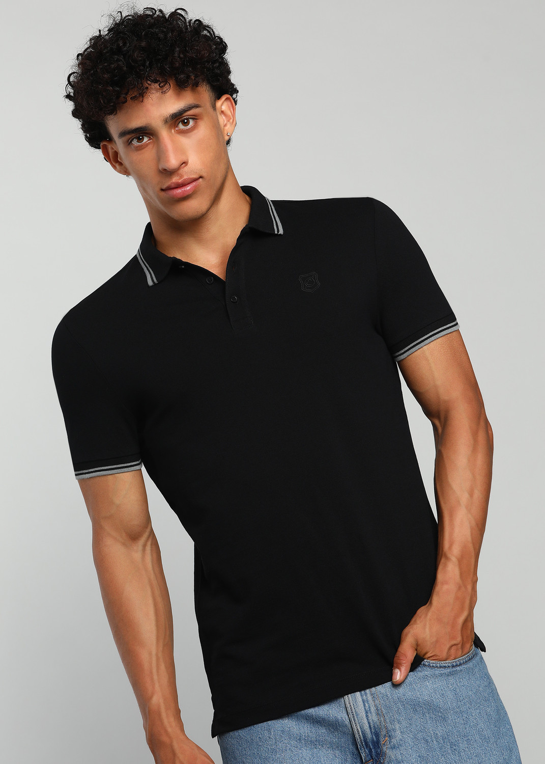 Image of BEING HUMAN Solid Men Polo Neck Yellow T-Shirt