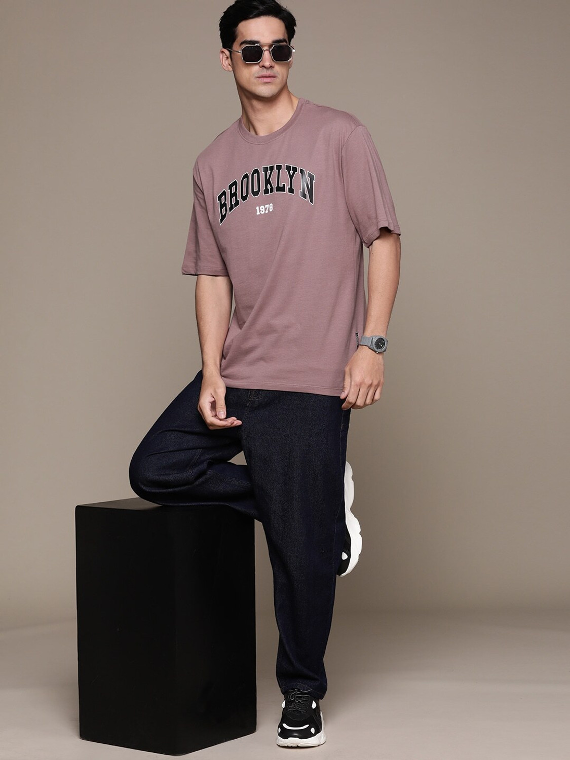 Image of Roadster Typography Men Round Neck Multicolor T-Shirt