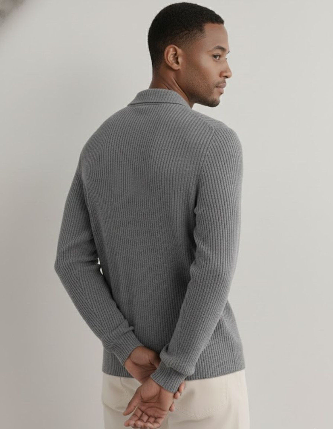 Image of RIGO Striped Men Polo Neck Grey T-Shirt