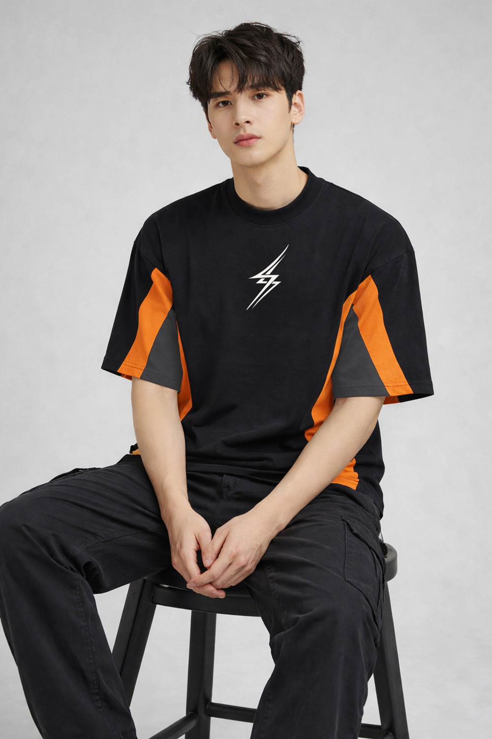 Image of JUGULAR Men Colorblock Round Neck Cotton Blend Multicolor T-Shirt