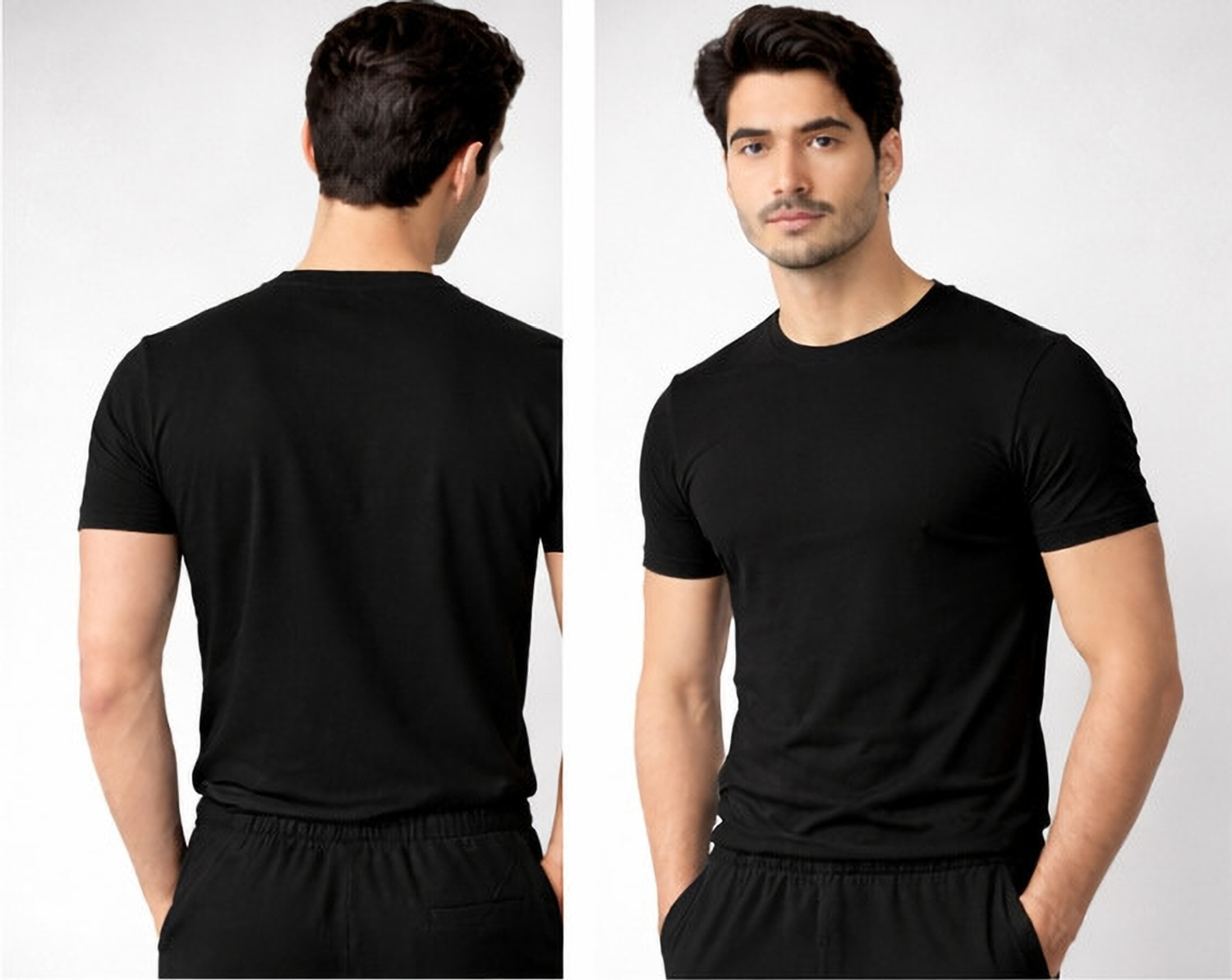 Image of NEO10 Solid Men Round Neck Black T-Shirt