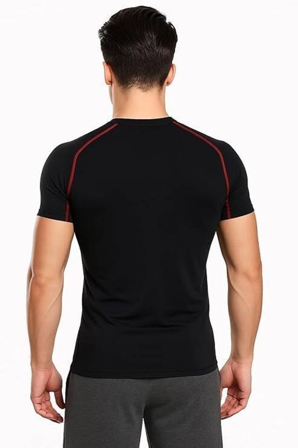 NEVER QUIT Black Men's Round Neck T-Shirt - Image 2