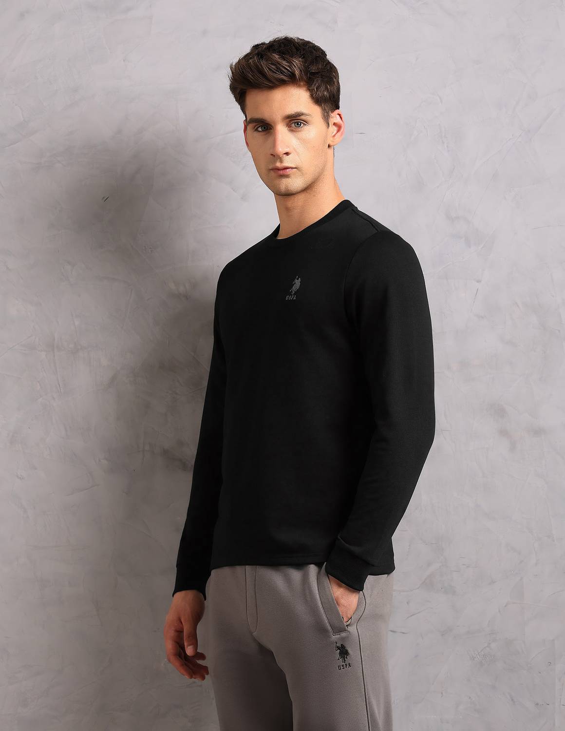 U.S. POLO ASSN. Men Black Crew Neck T-Shirt - Image 2