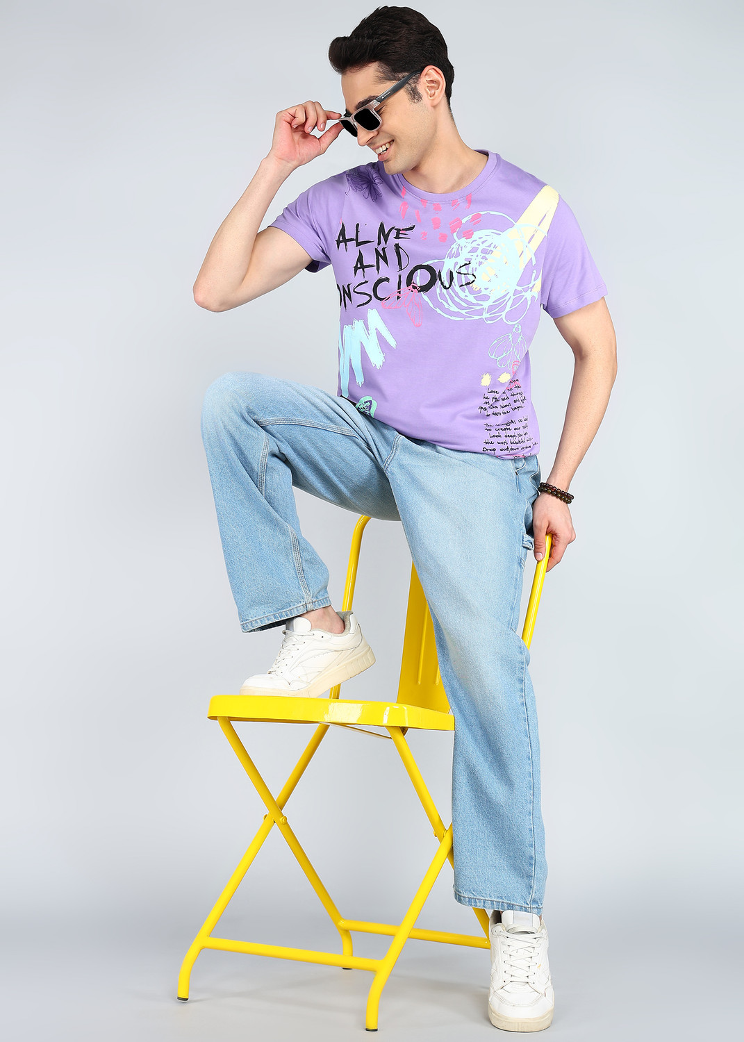 Image of BEING HUMAN Solid Men Crew Neck Purple T-Shirt