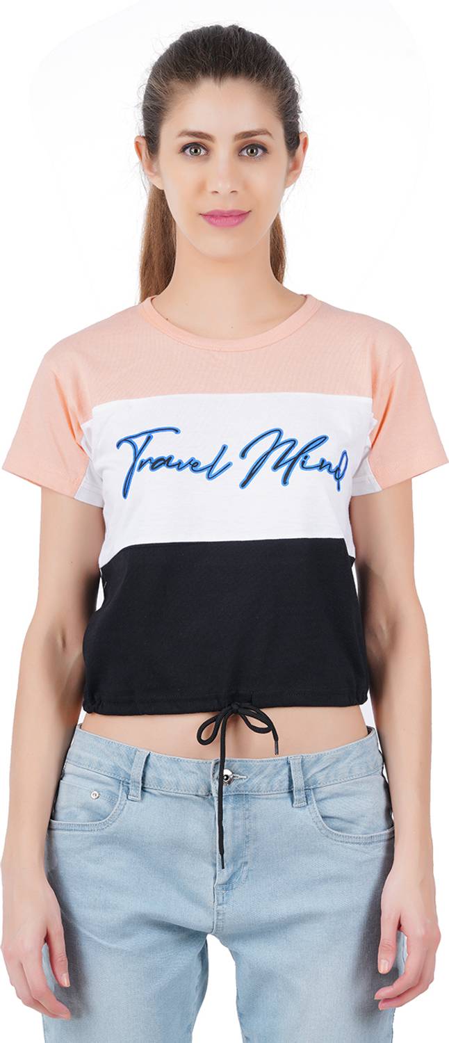 BERRY STREET Typography Women Round Neck Multicolor T-Shirt