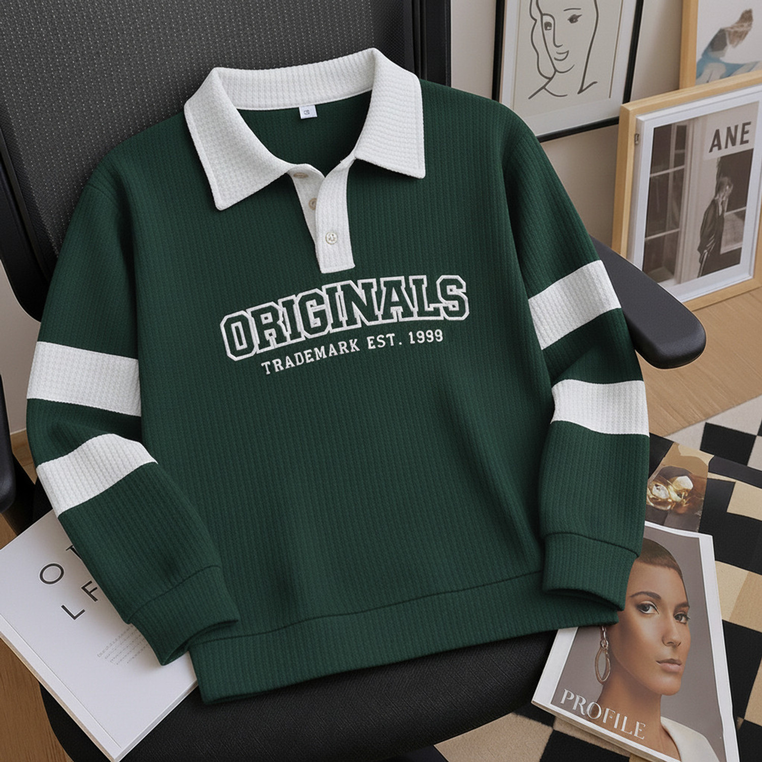 Image of Try This Typography Men Polo Neck Dark Green T-Shirt