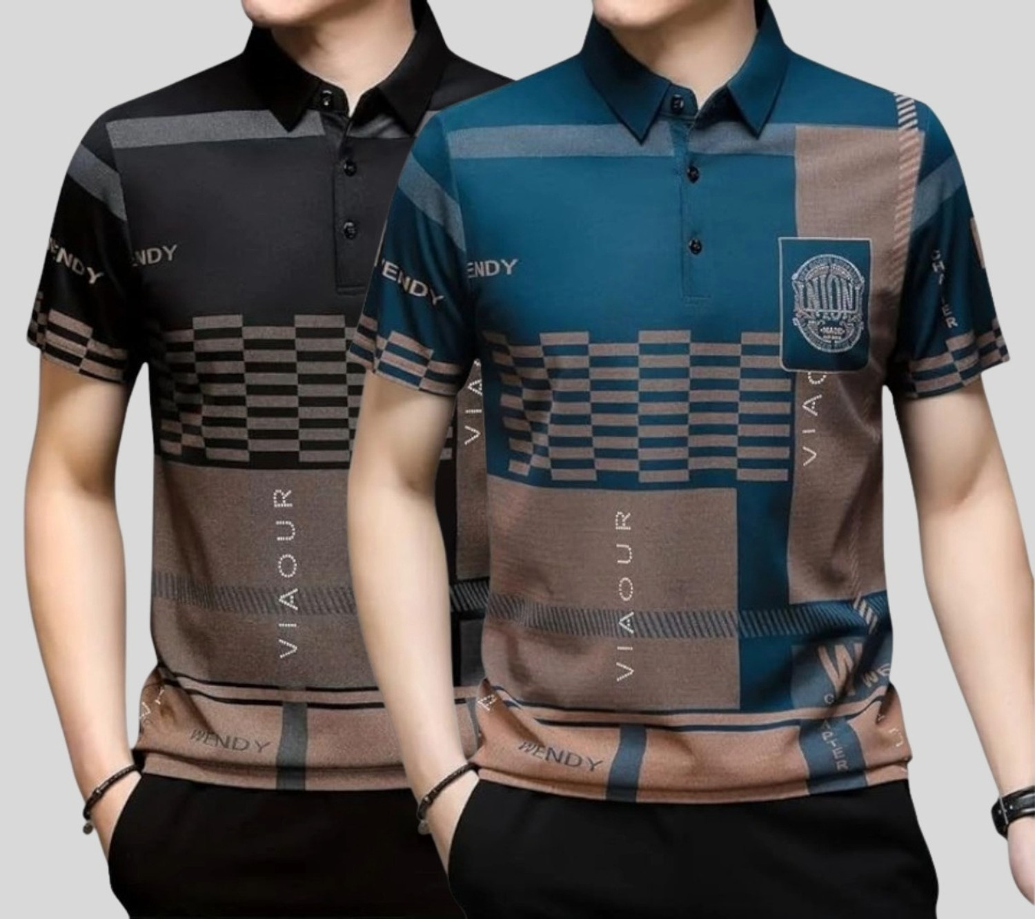 TAZO Solid Men Polo Neck Multicolor T-Shirt
