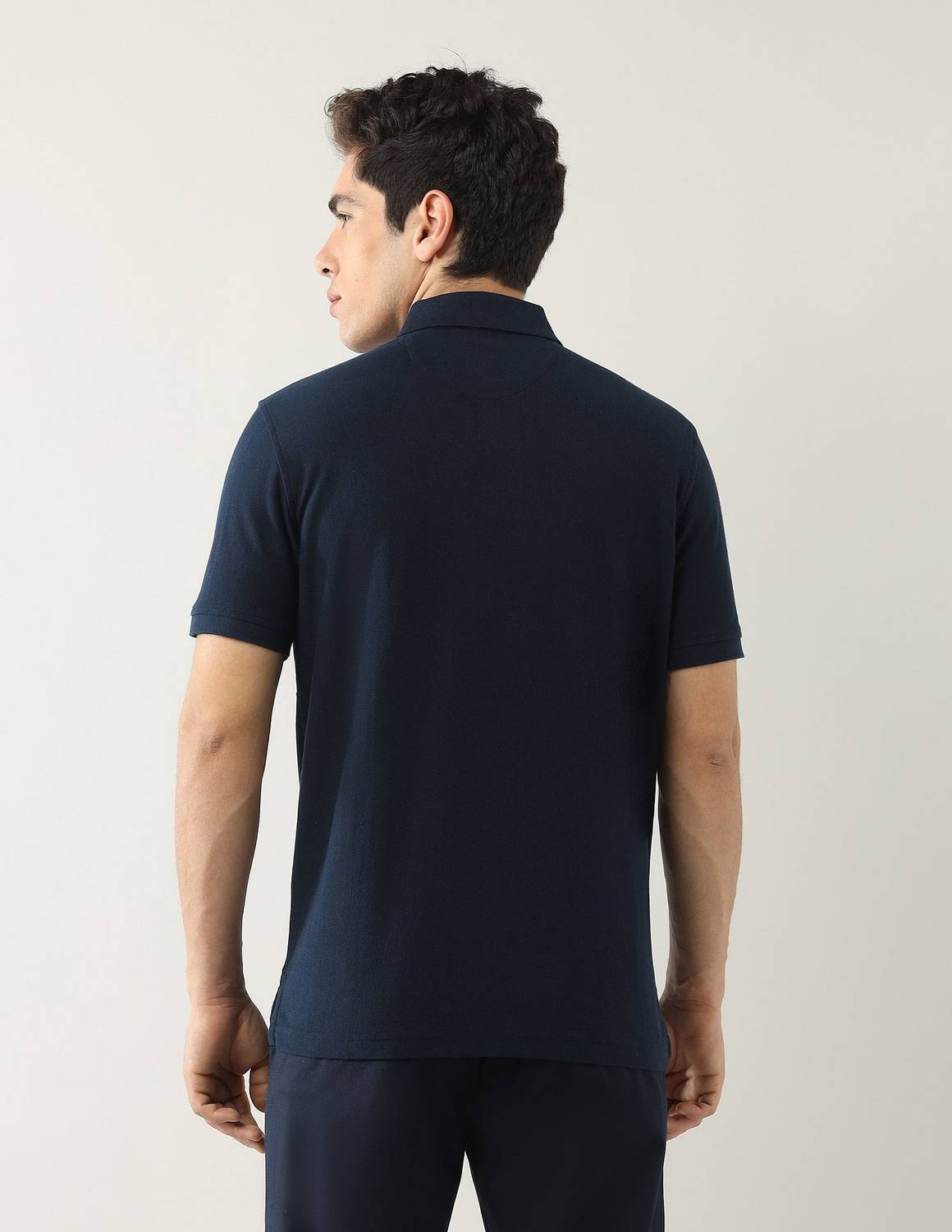 Arrow Sport Striped Blue Polo Neck T-Shirt - Image 4