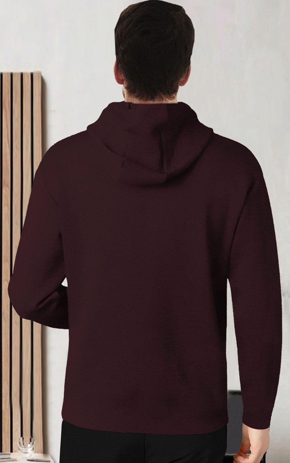 Image of BLIVE Printed Men Hooded Neck Maroon T-Shirt