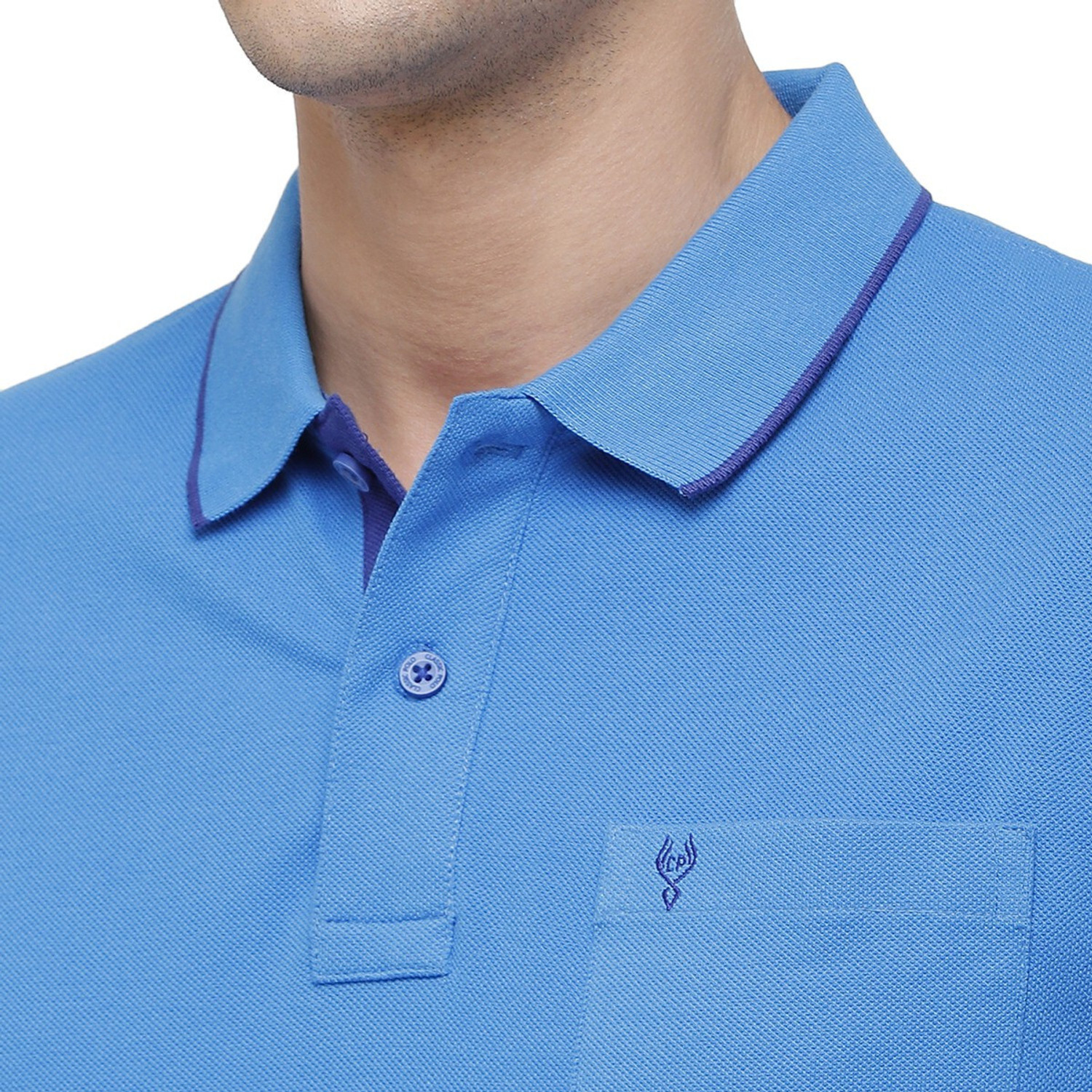 Image of Classic Polo Printed Men Polo Neck Blue T-Shirt