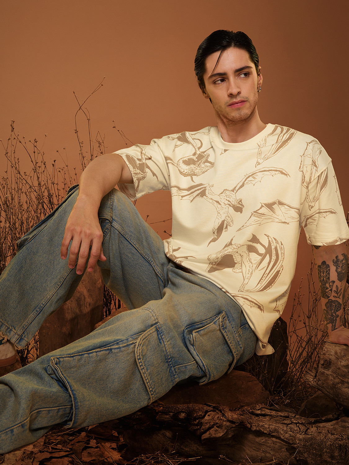 Image of The Souled Store Printed Men Round Neck Yellow T-Shirt