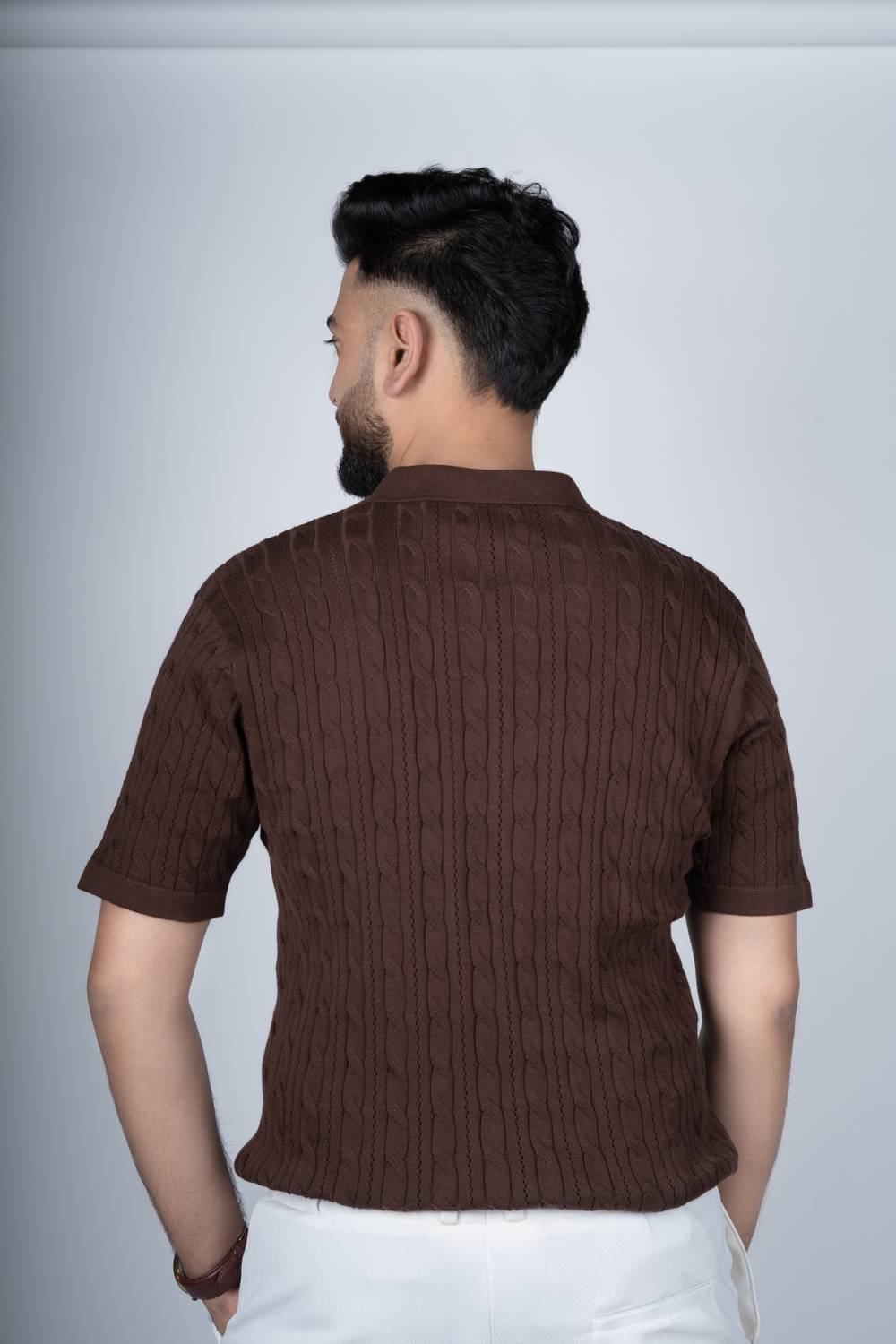 SALLT Men Polo Neck Brown T-Shirt - Image 4