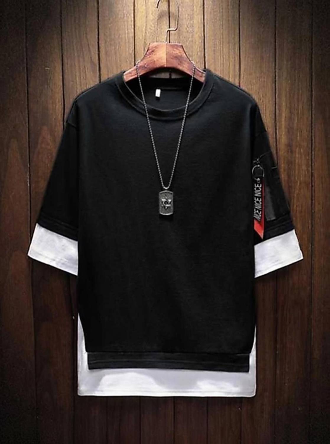 INSANITEE Solid Men Round Neck Black, White T-Shirt