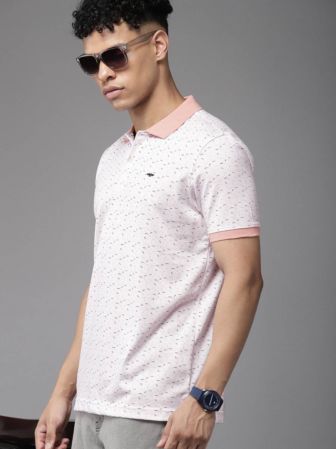 PARK AVENUE Men Red Polo Neck T-Shirt - Image 3