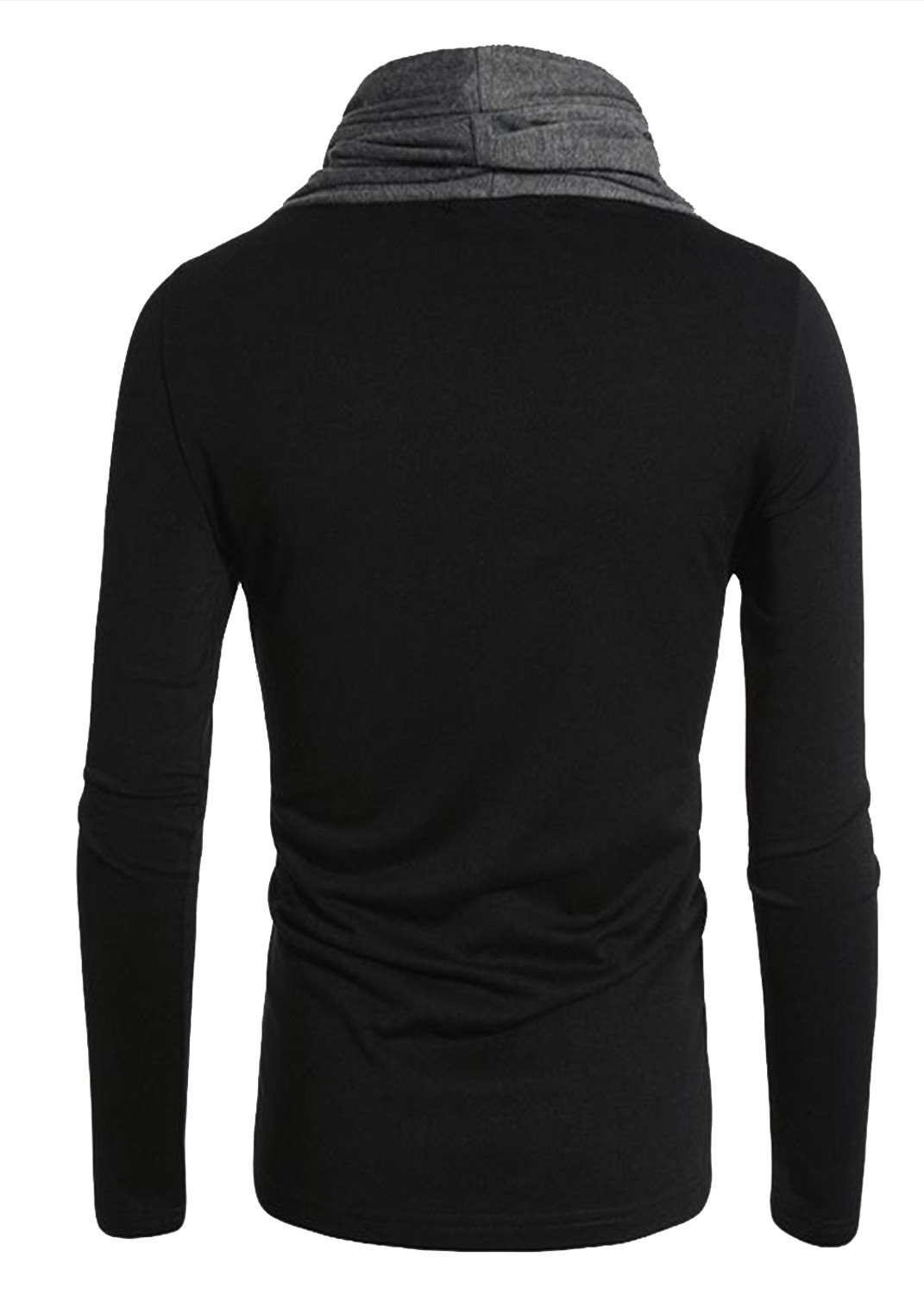 Image of GLAMPANDA Solid Men Turtle Neck Black, Grey T-Shirt