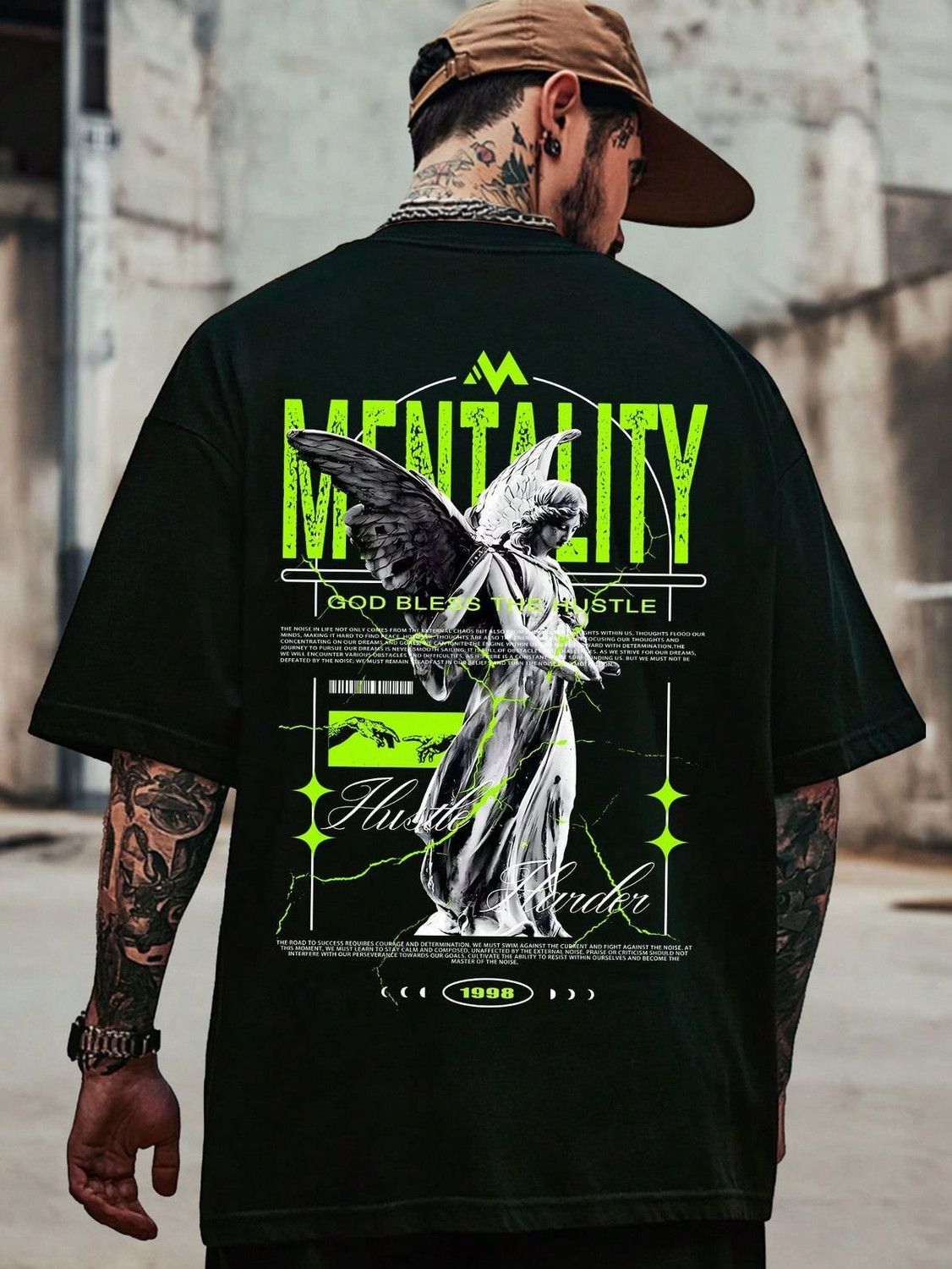 Image of Preeo Printed Men Round Neck Black T-Shirt