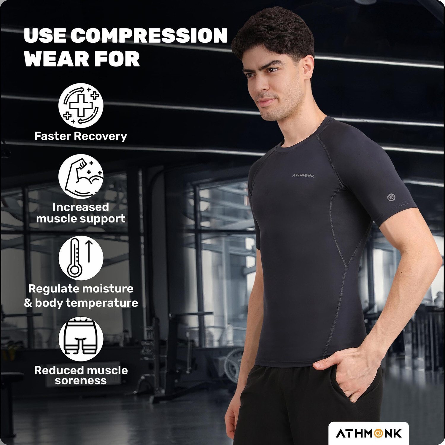 Image of Athmonk Solid Men Round Neck Grey T-Shirt