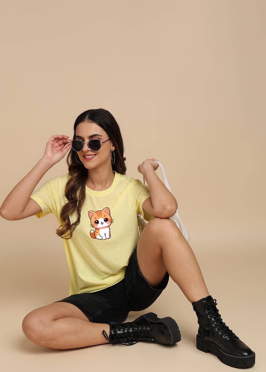 Adyavastram Printed Women Round Neck Yellow T-Shirt