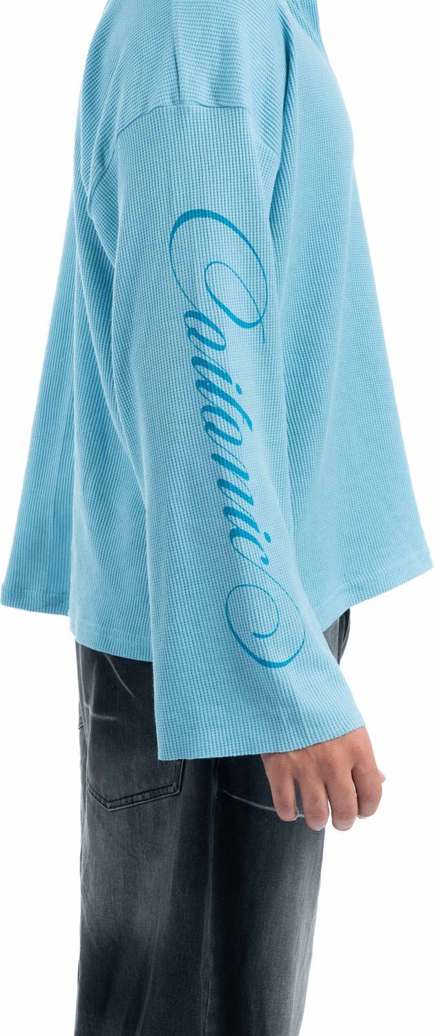 COITONIC Men Mandarin Collar Blue T-Shirt - Image 3