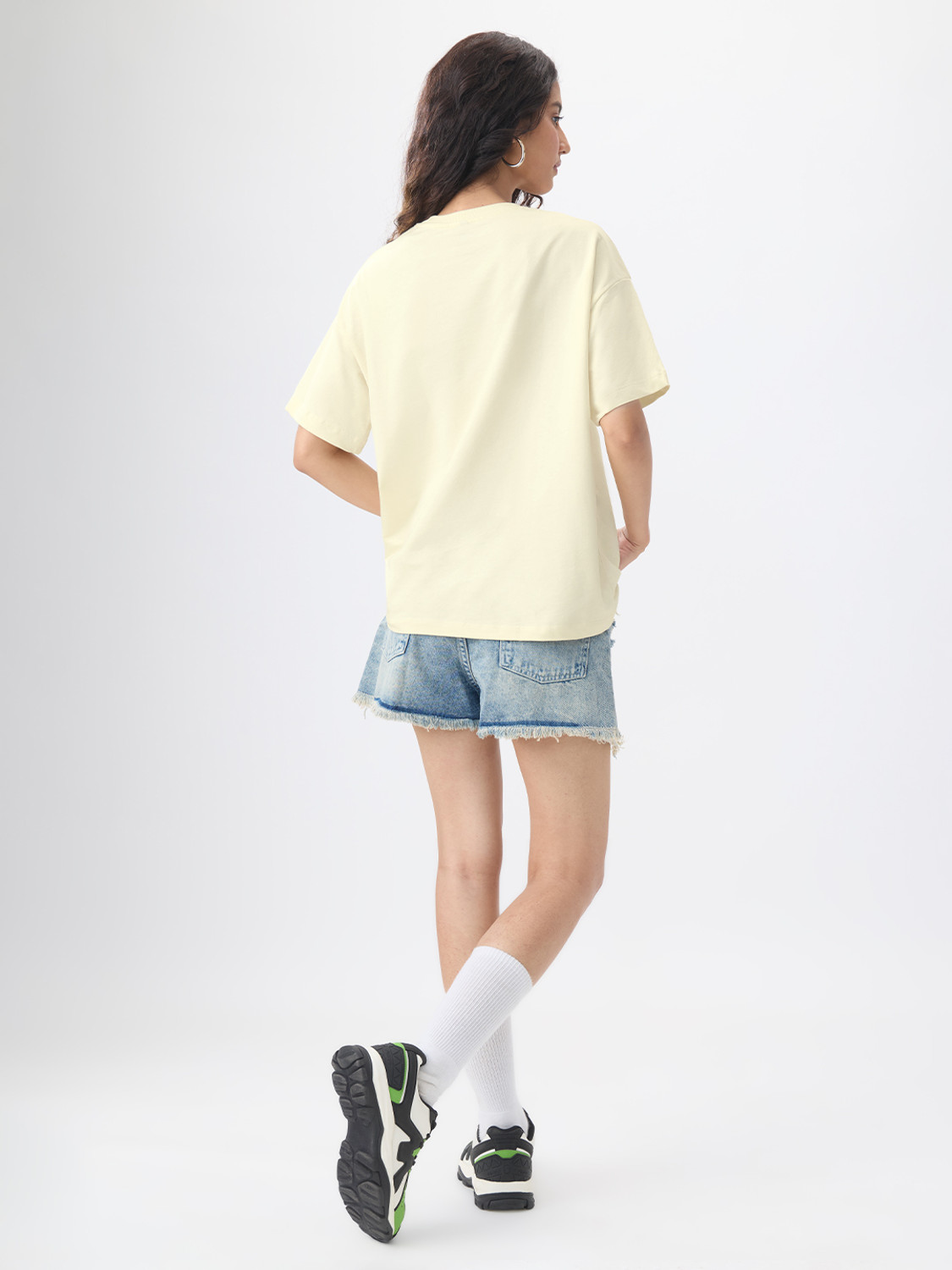 Image of The Souled Store Graphic Print Women Round Neck Yellow T-Shirt