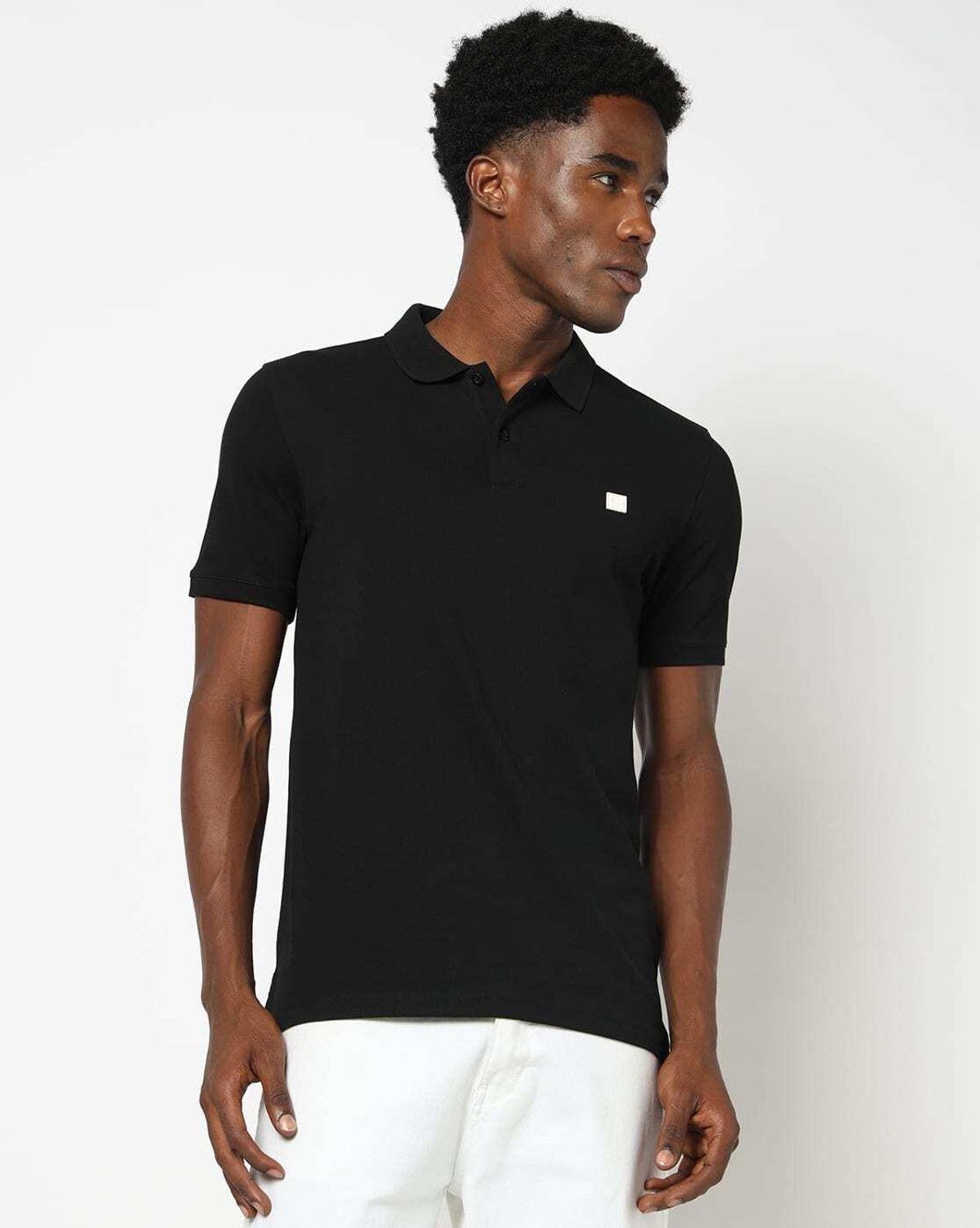 GAP Solid Men Polo Neck Black T-Shirt